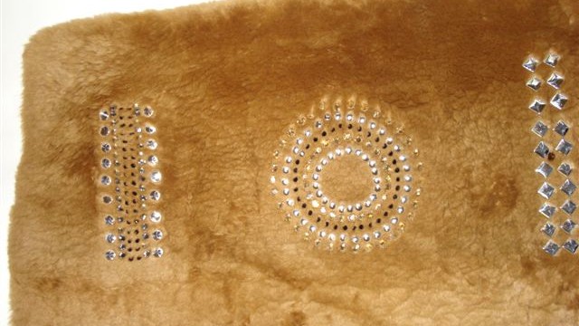 collection 4 cut steel+strass+stud bands on shorn beaver